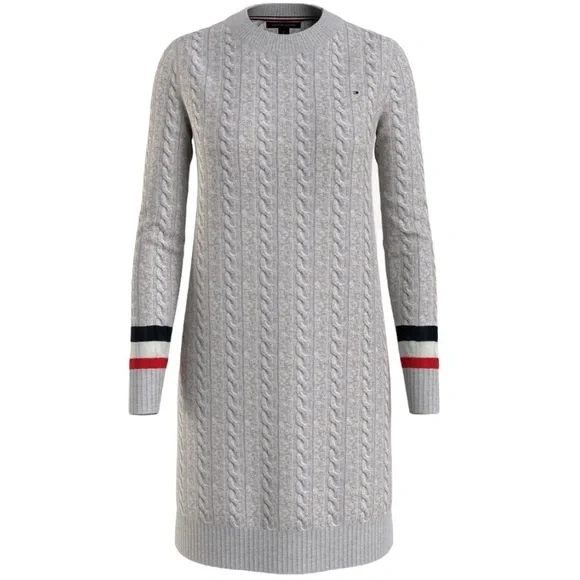 Tommy Hilfiger Women's Cable Knit Sweater Dress Grey Heather - M Tommy Hilfiger Women's Cable Knit Sweater Dress Grey Heather - M